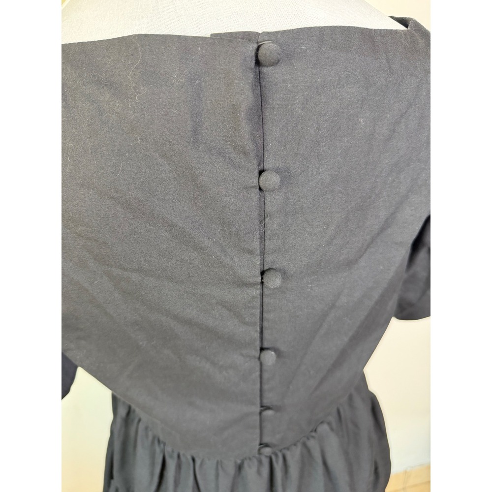 Urban Outfitters Poplin Fleur Babydoll Mini Dress M Black Cottagecore Goth - Picture 5 of 10